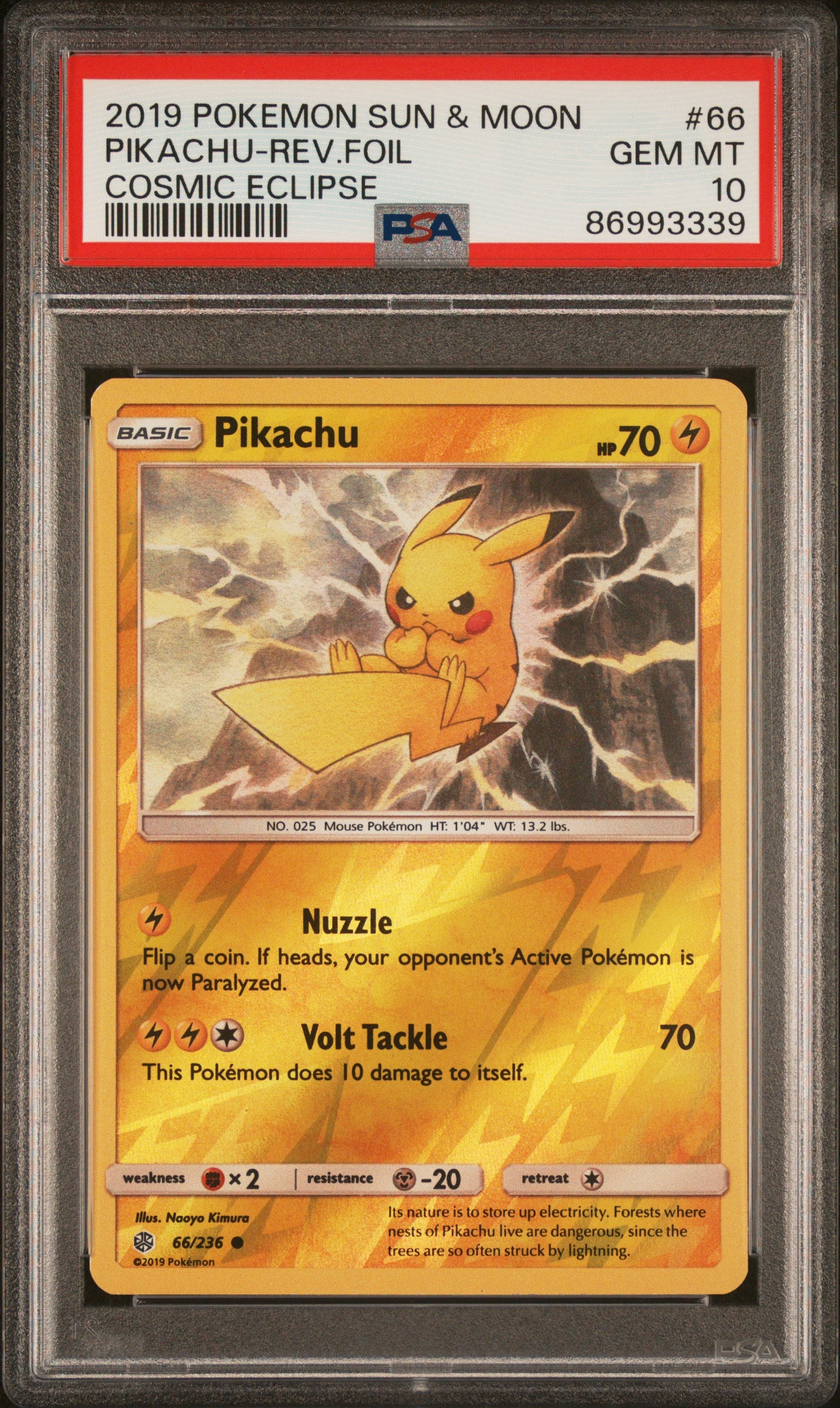 Pikachu Reverse Holo - 2019 Cosmic Eclipse PSA 10
