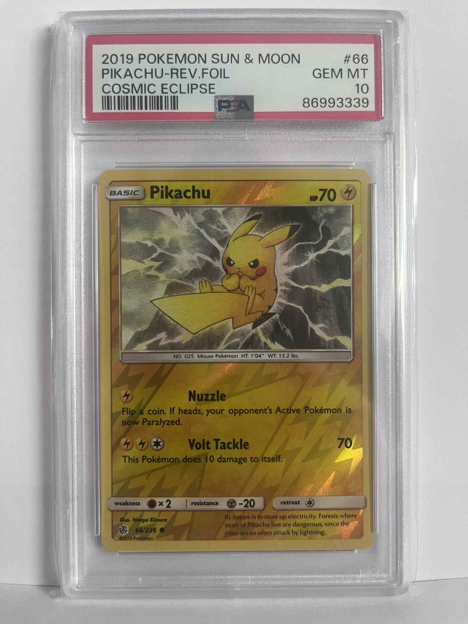 Pikachu Reverse Holo - 2019 Cosmic Eclipse PSA 10